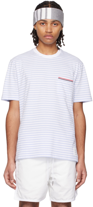Photo: Thom Browne Blue & White Striped T-Shirt