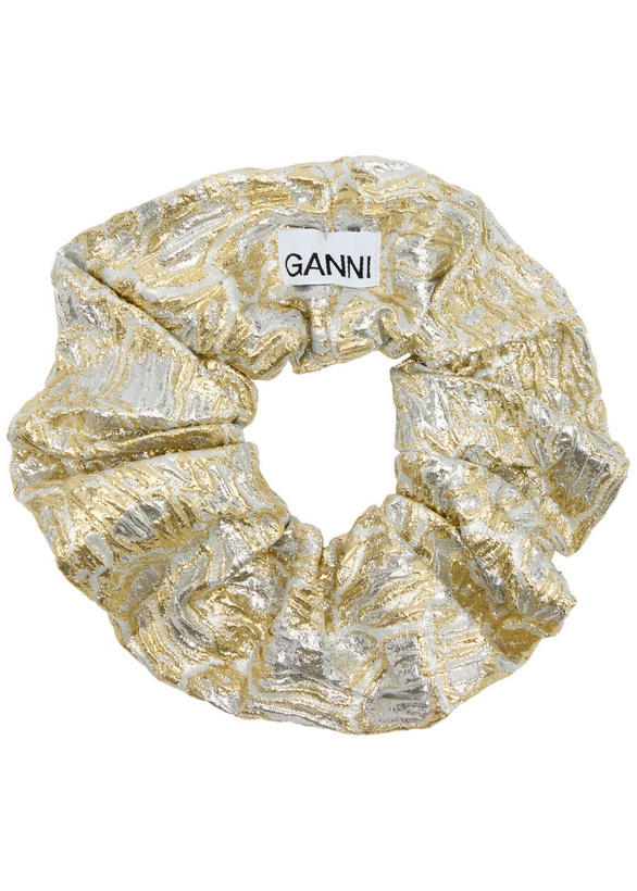 Photo: Ganni Metallic Cloqué Scrunchie - Gold - One Size