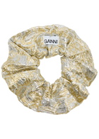 Ganni Metallic Cloqué Scrunchie - Gold - One Size