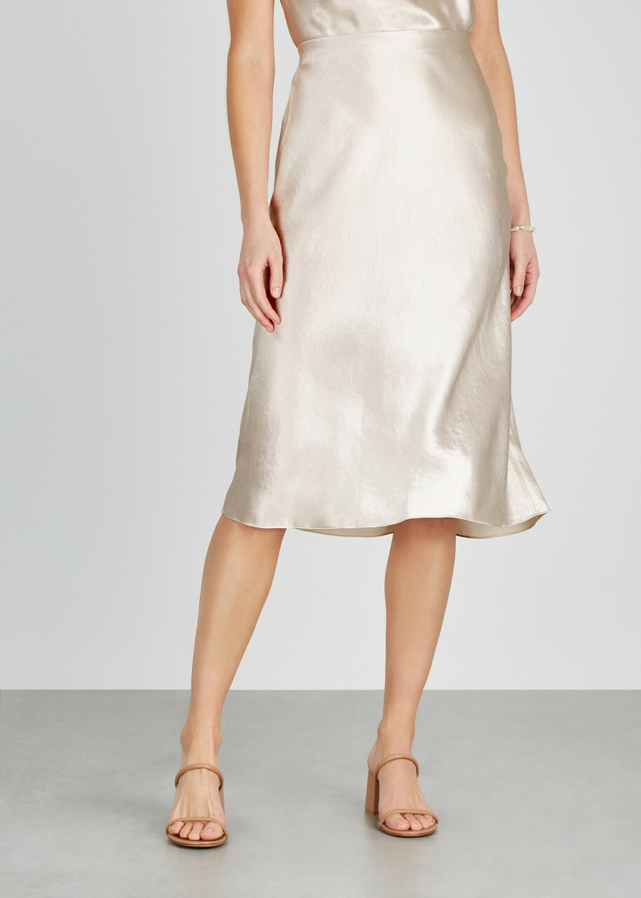 vince hammered-satin midi dress Poppy Blur Crushed Satin Dress in Dresses & Skirts