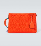 Gucci Large embossed GG leather-trimmed pouch