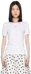 Dolce&Gabbana White Crystal DG Logo T-Shirt