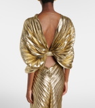 Roberto Cavalli Asymmetric silk-blend lamé gown
