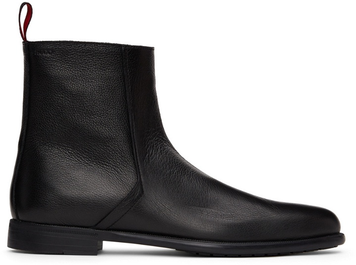 Photo: Hugo Black Grained Leather Zip-Up Boots