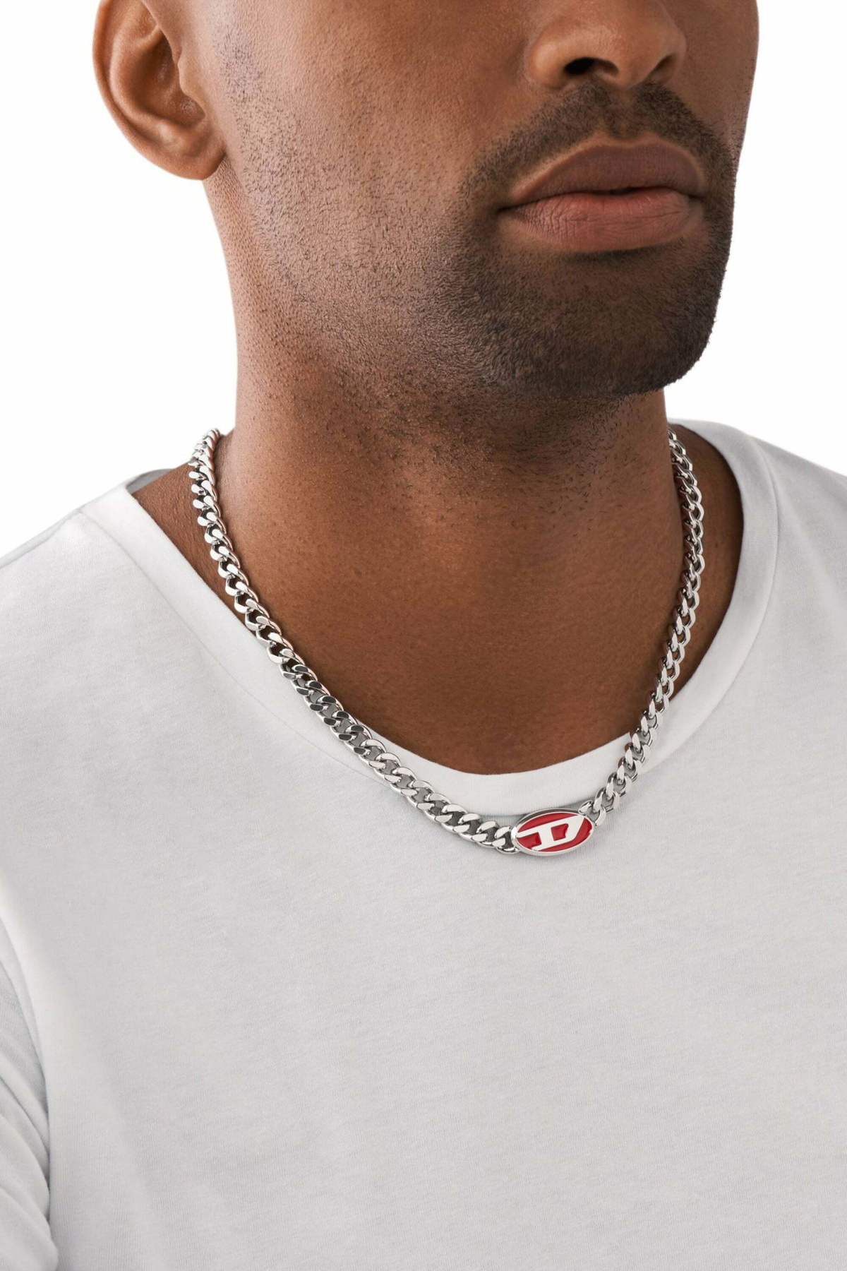 Diesel Red enamel chain necklace - Necklaces - Unisex - Silver