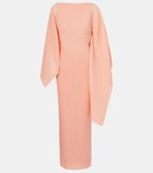 Solace London Adami plissé caped maxi dress
