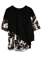 High Metamorphic Printed Satin and Stretch-cotton T-shirt Black