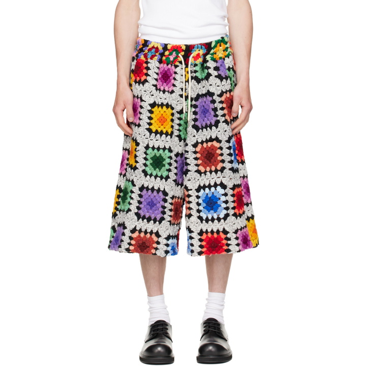 Photo: COÛT DE LA LIBERTÉ Multicolor Angel Crochet Basketball Shorts