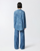 Pinko V Neck Bandana Print Denim Blouse Light Wash