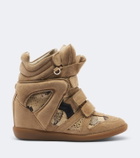 Isabel Marant Bekett leather and suede wedge sneakers