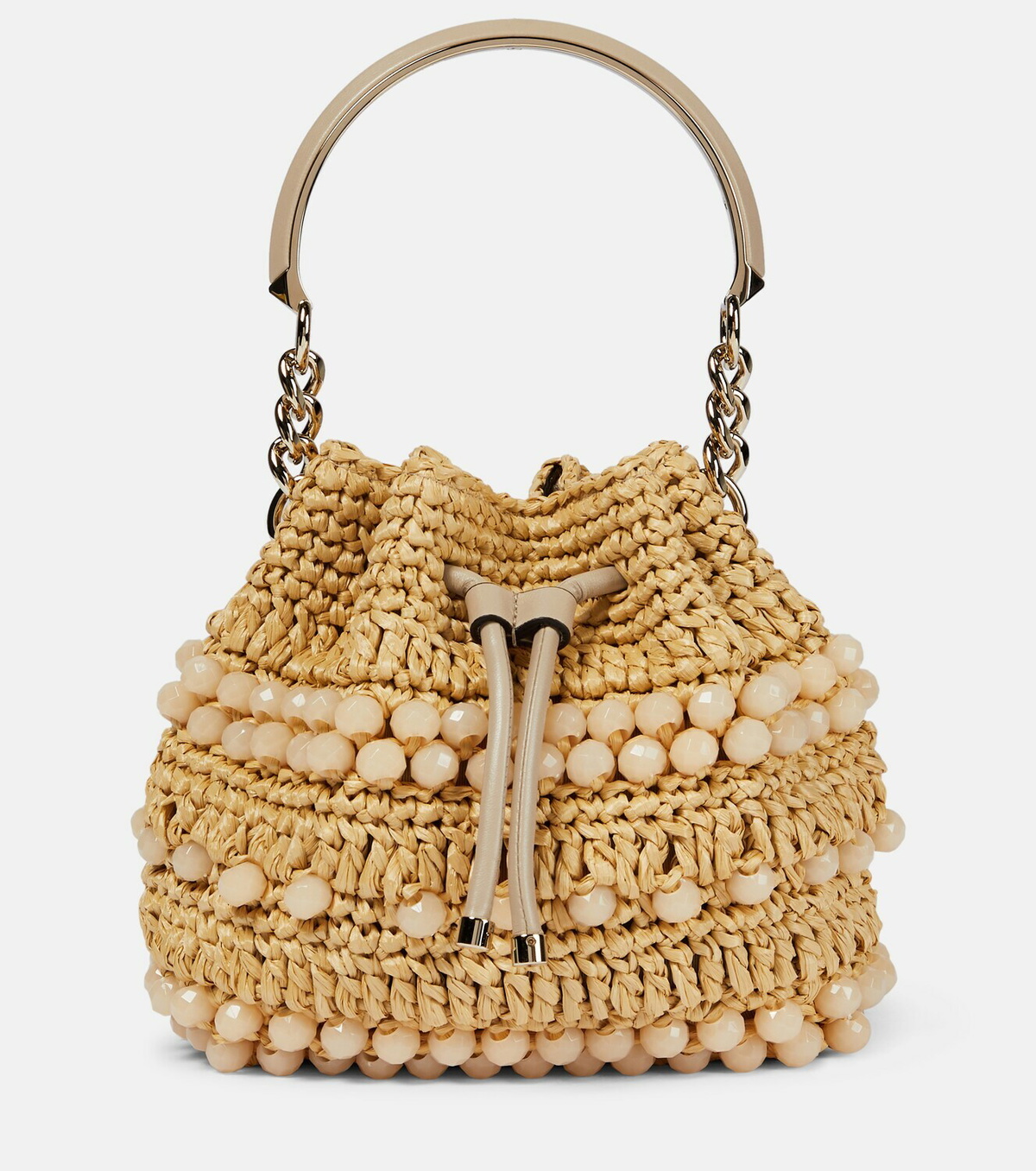 Jimmy Choo - Bon Bon embellished raffia bucket bag Jimmy Choo