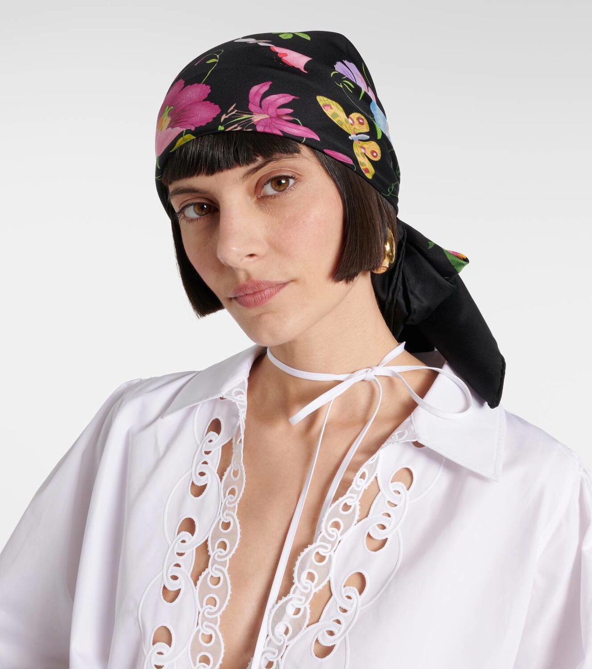 Gucci Floral silk twill scarf