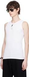McQueen White Embroidered Skull Tank Top