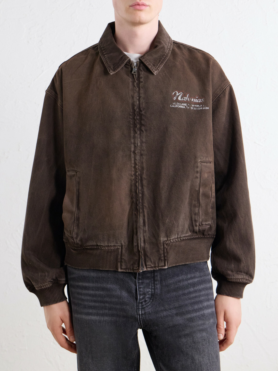 NAHMIAS - Wipeout Distressed Cotton-Twill Jacket - Brown