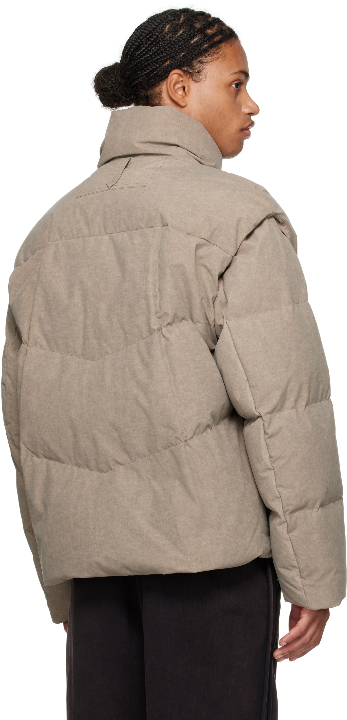 Solid Homme Taupe Detachable Sleeves Down Jacket