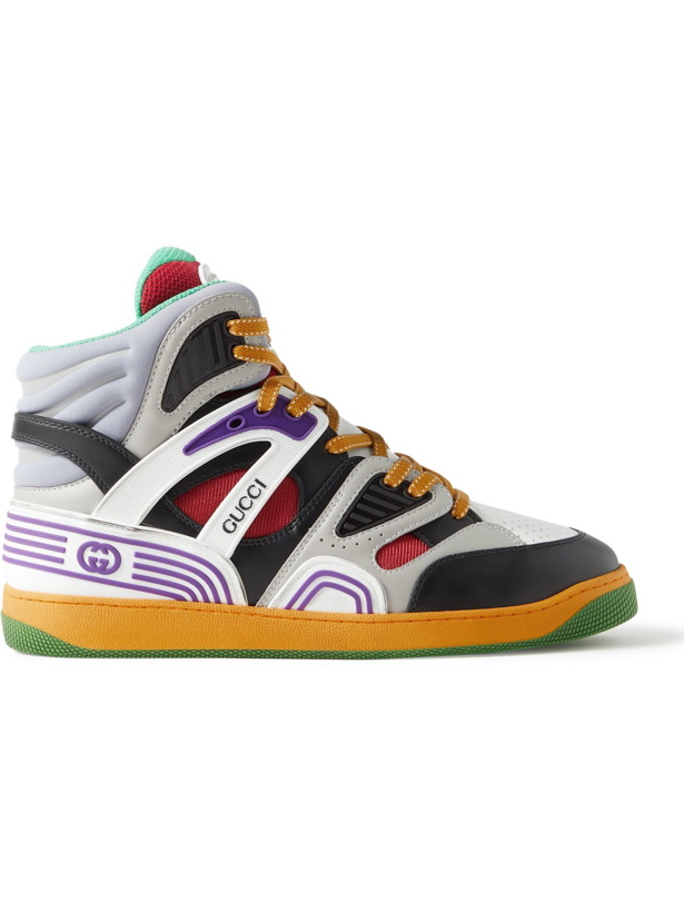 Photo: Gucci - Basket Rubber-Trimmed Demetra High-Top Sneakers - Multi