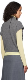 AO Yes Gray Ribbon Tie Cropped Knit Vest