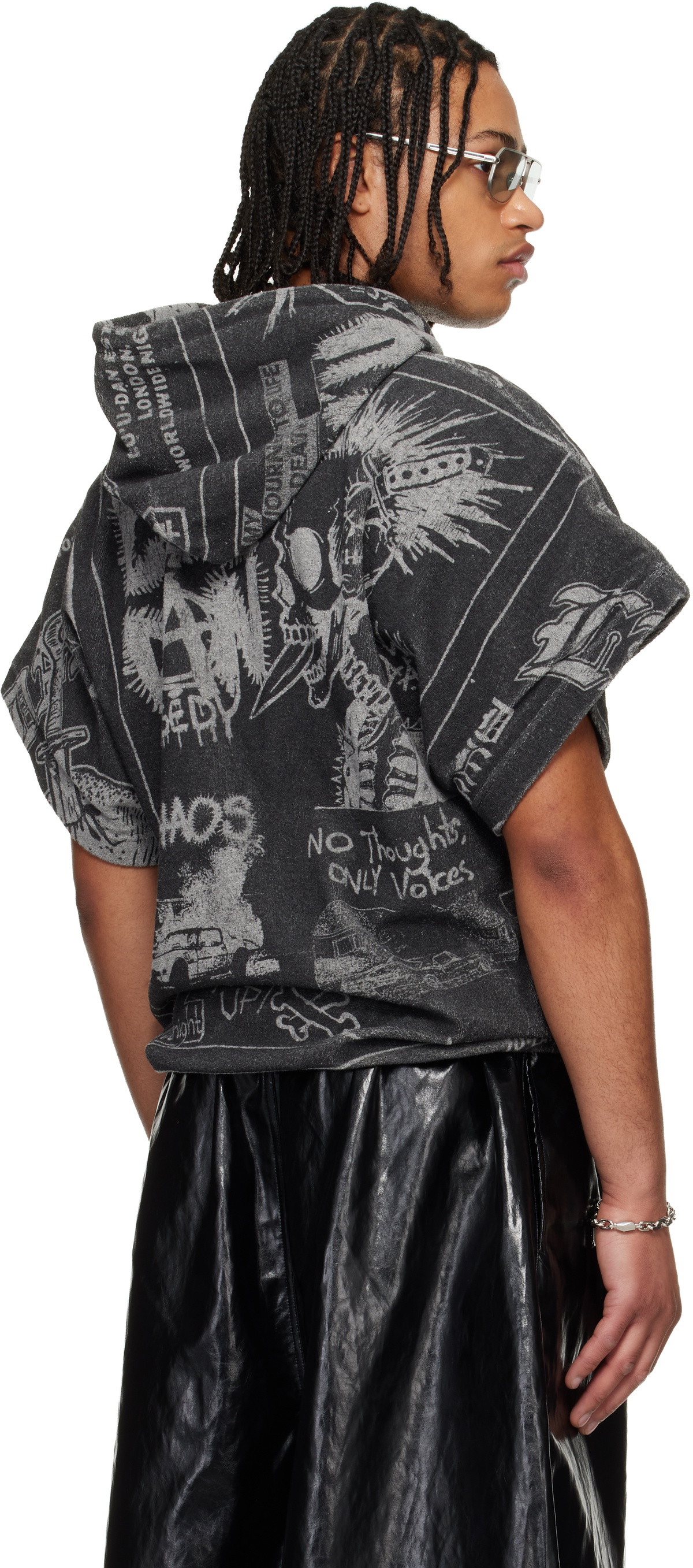 LU'U DAN Gray Half Hoodie
