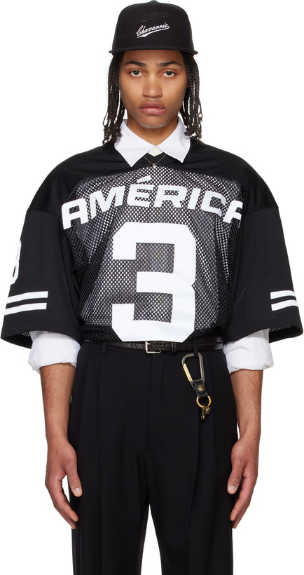 Photo: WILLY CHAVARRIA Black 'America' Football Jersey T-shirt