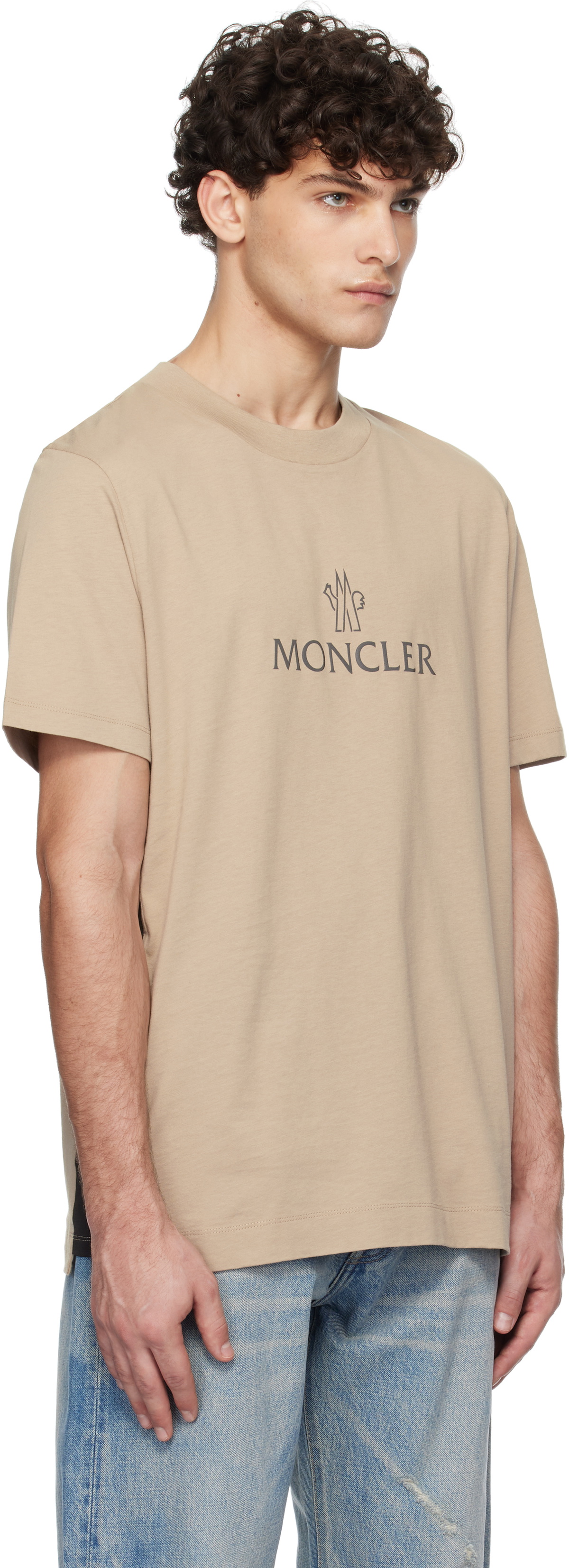 Moncler Beige Logo Cotton T-shirt Moncler