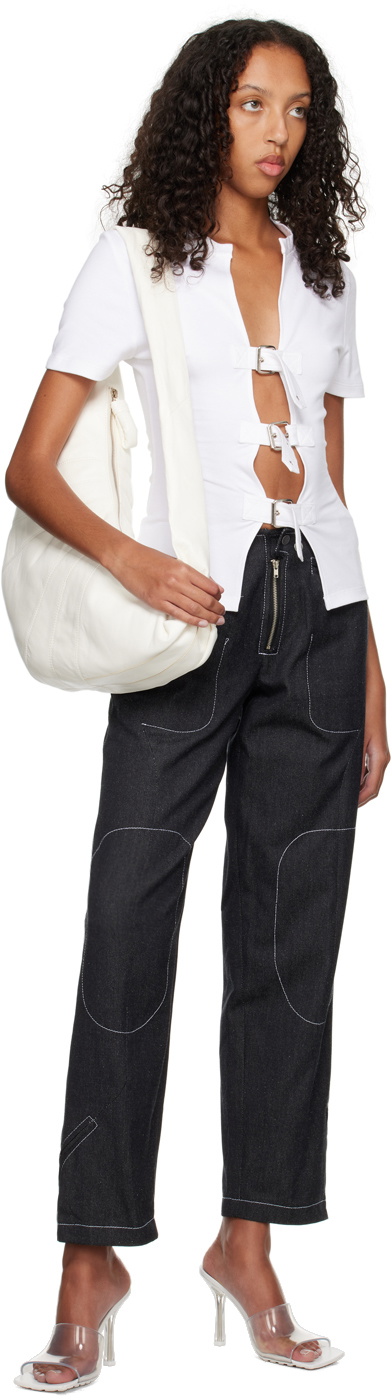 Vejas Maksimas Black Contrast Stitching Jeans