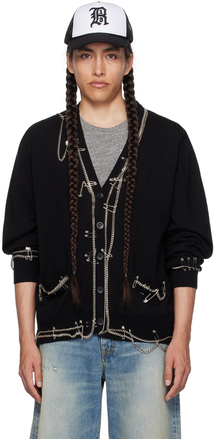 R13 Black Chain Embellished Cardigan R13