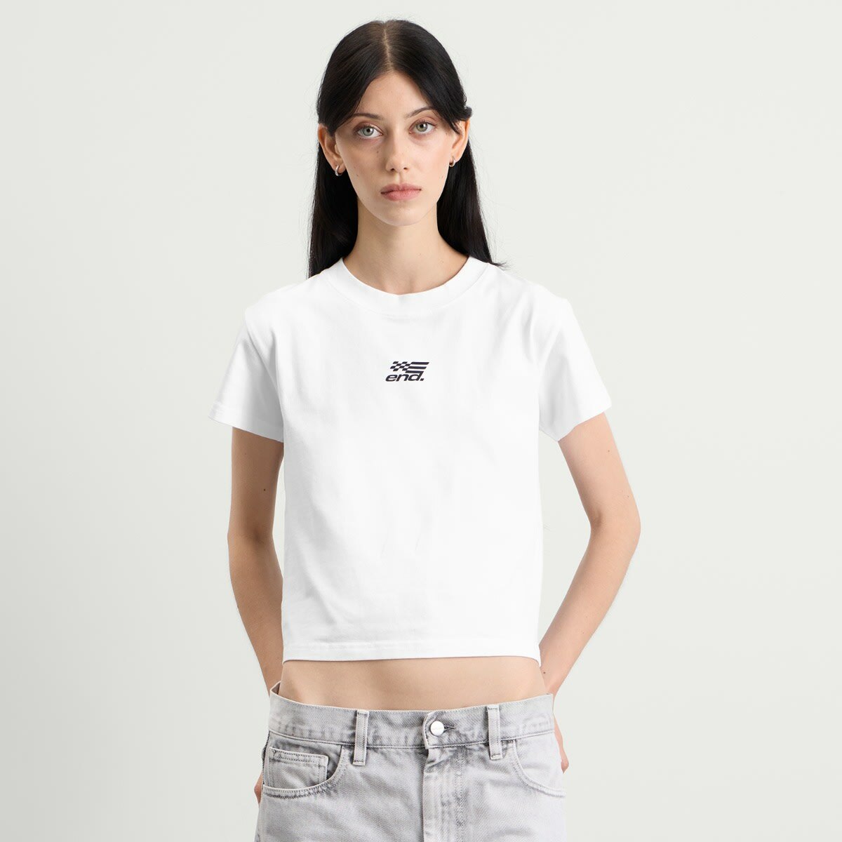 END. Women's Drift Baby T-Shirt in White
