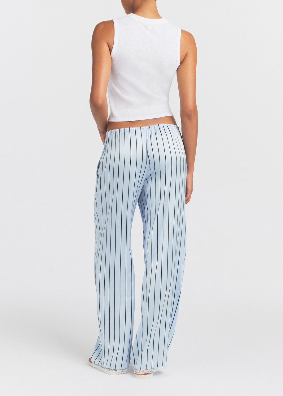 Skims Lace-trim Woven Shine Trousers Blue