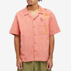 Story mfg. Men's Greetings Embroidered Vacation Shirt in Ancient Pink Herb