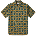 Engineered Garments Men's Camp Shirt in Olive Cross Batik