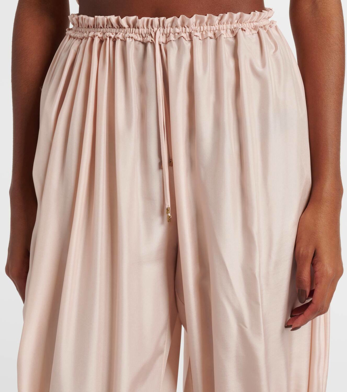 Chloé Lace-trimmed silk pongé cropped pants