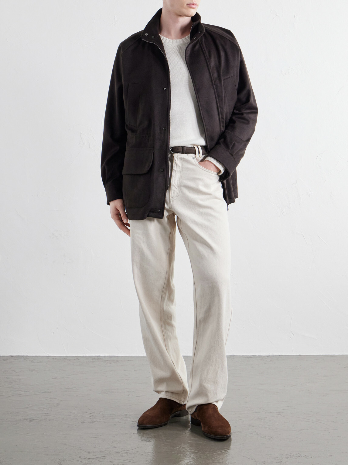 Stòffa - Traveler Brushed Cashmere-Twill Jacket - Brown