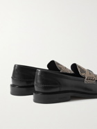 VINNY's - Townee Panelled Snake-Effect Leather Penny Loafers - Black