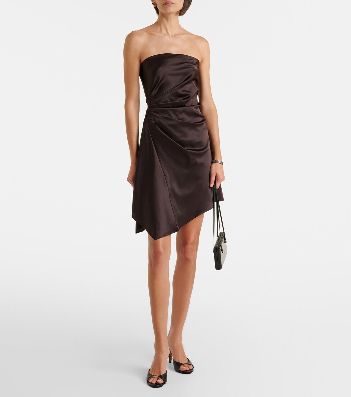 Staud Adriana asymmetric silk-blend minidress