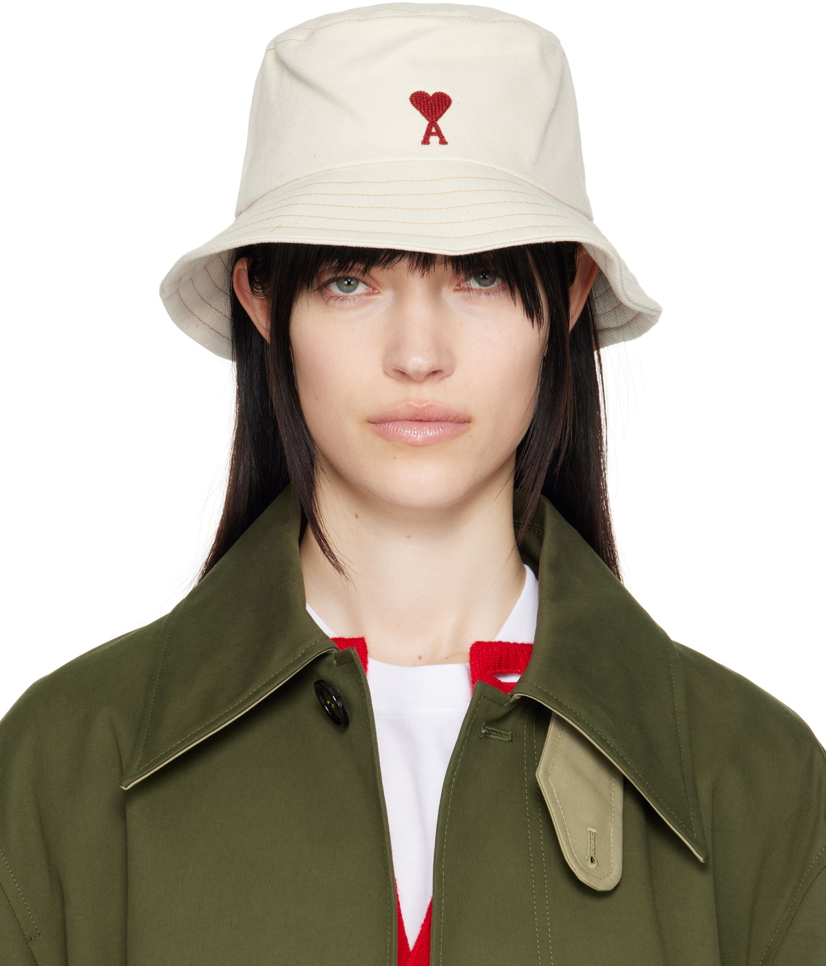 AMI Paris Beige Ami de Cœur String Hat AMI