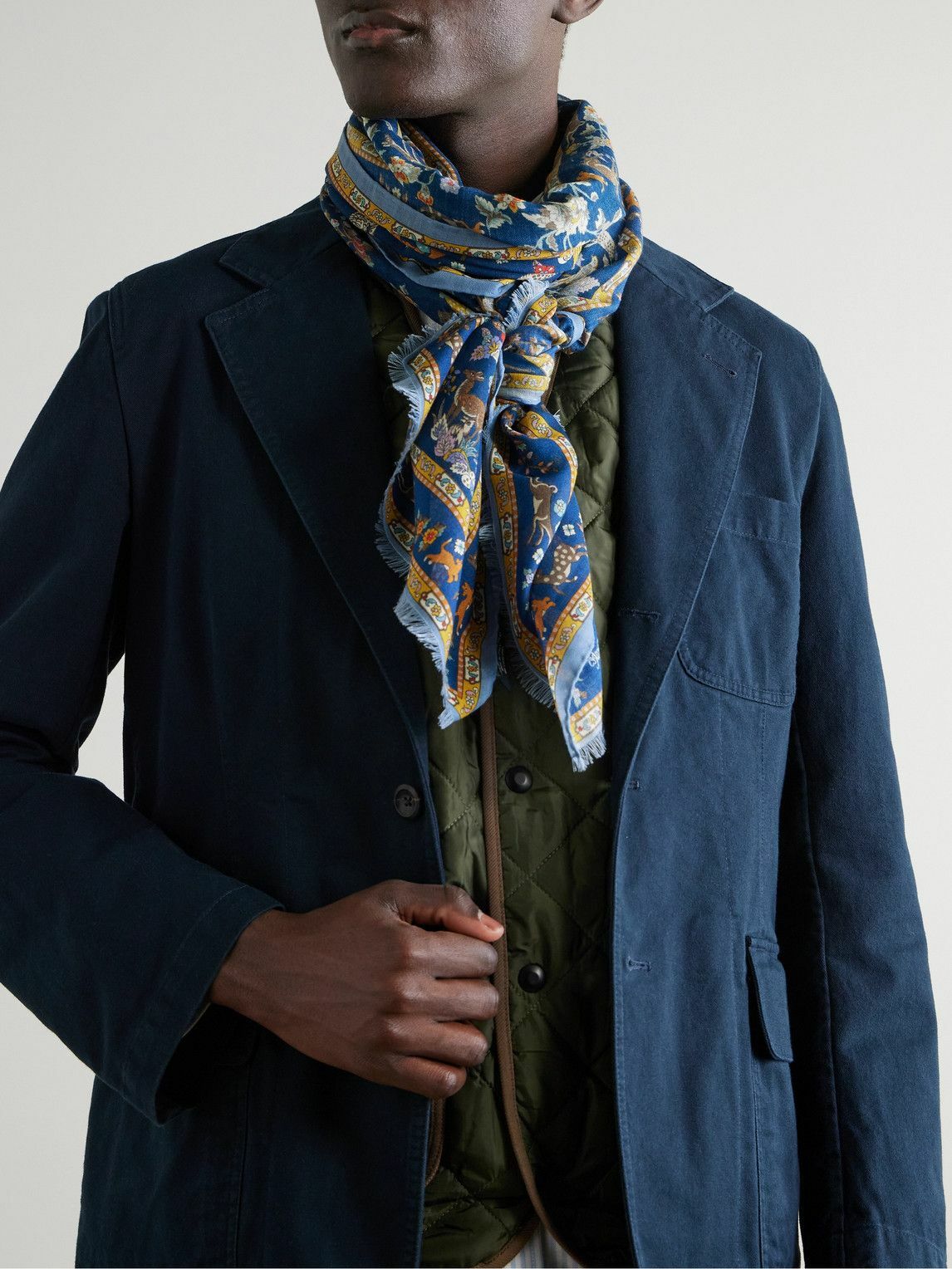 DRAKE'S シルク100%  HAND PRINTED ストール 英国製 DRAKE'S シルク100% HAND PRINTED ストール 英国製