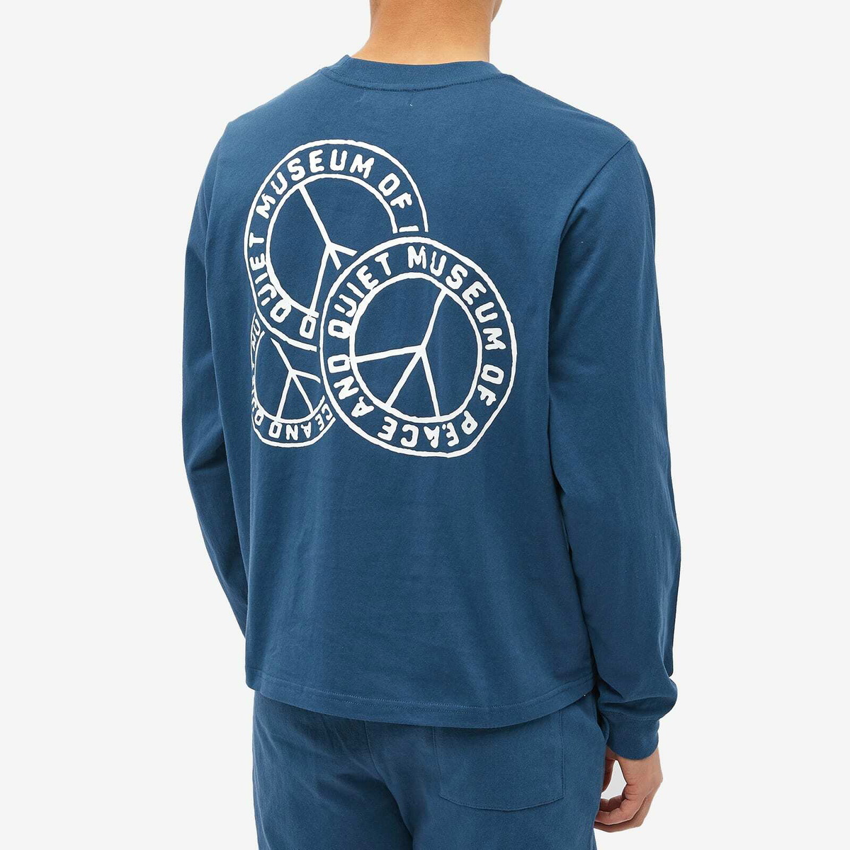 Museum Of Peace And Quiet Mens Long Sleeve Badge T Shirt In Navy Museum Of Peace And Quiet