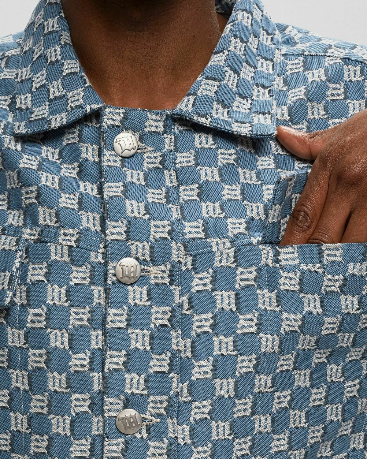 Denim overshirt with monogram