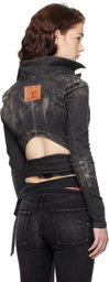 Y/Project Black Wrap Fitted Denim Jacket