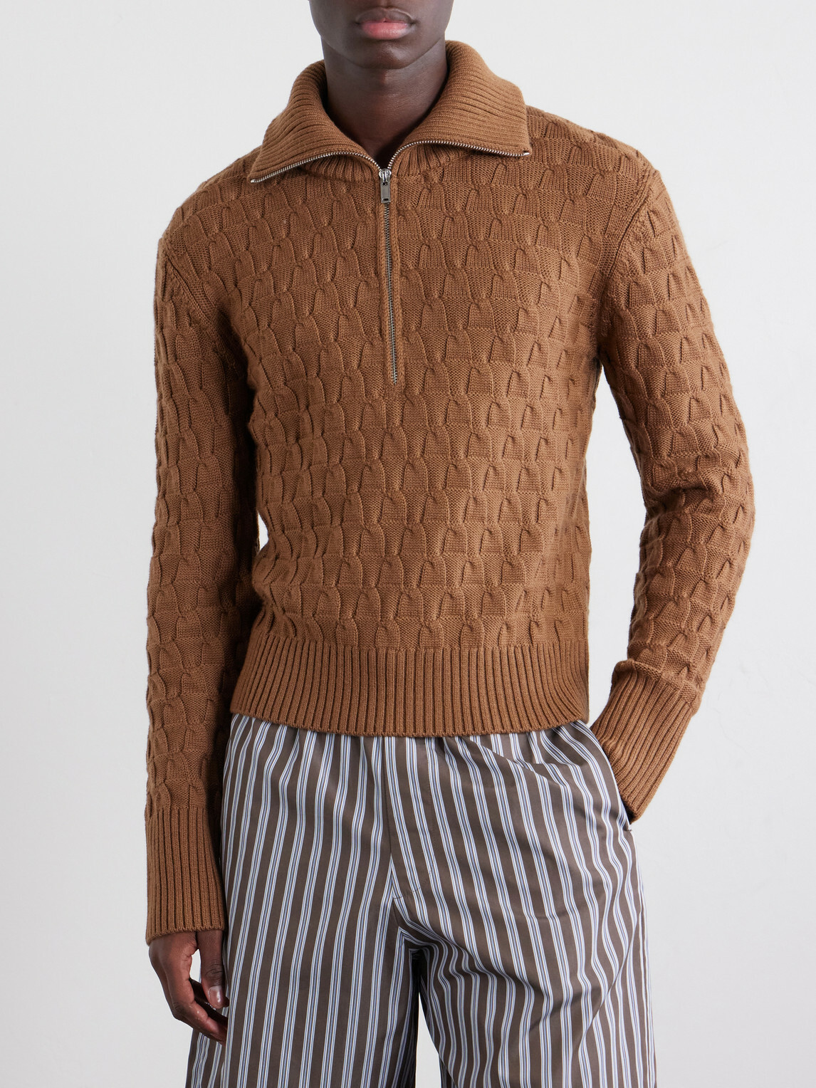 Wales Bonner - Wool Half-Zip Sweater - Brown