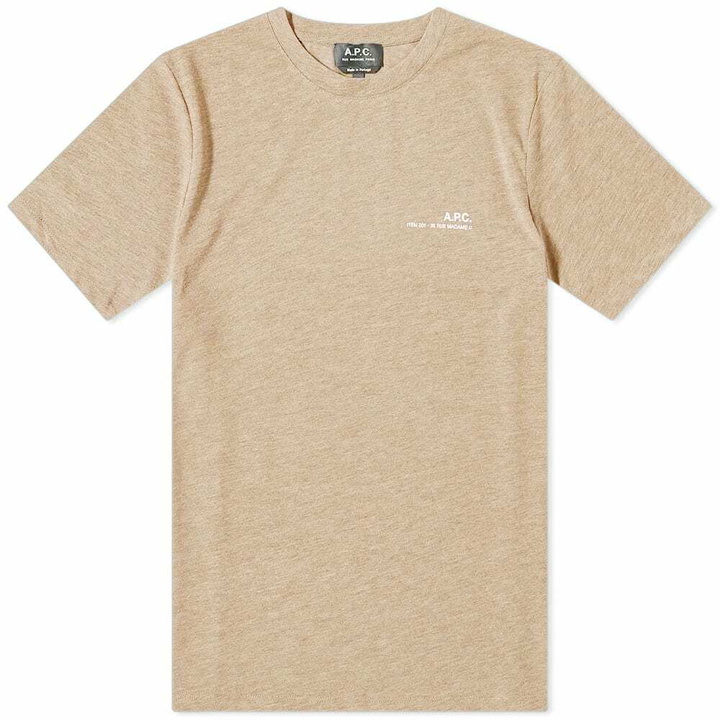 Photo: A.P.C. Men's A.P.C Item Logo T-Shirt in Heather Beige