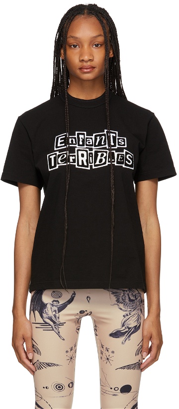 Photo: Sacai Black Jean Paul Gaultier Edition 'Enfants Terribles' Emblem T-Shirt