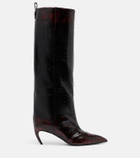 The Attico Lea snake-effect leather knee-high boots
