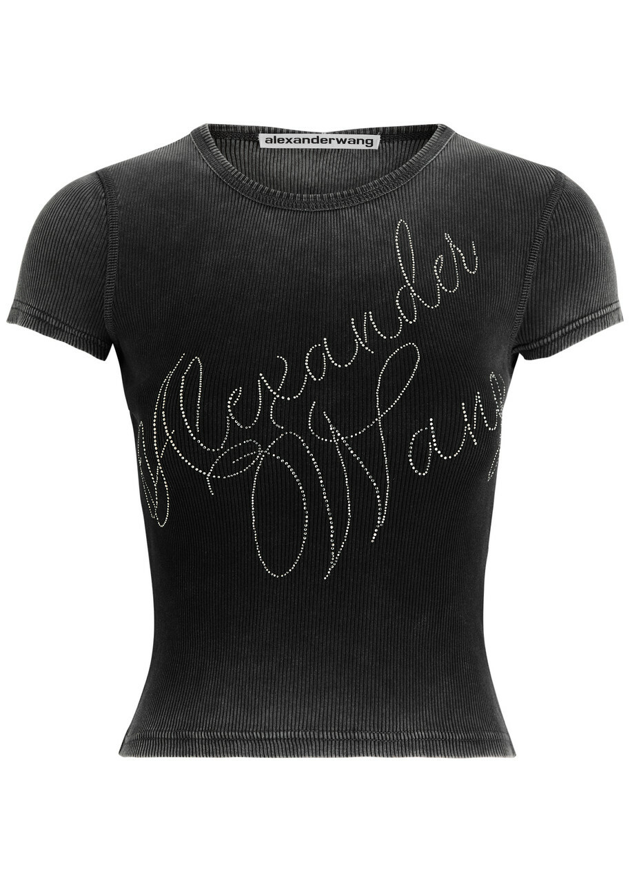 Alexander Wang Logo-embellished Cotton T-shirt Black Alexander Wang