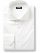 Zegna - Slim-Fit Cutaway-Collar Stretch-Cotton Shirt - White