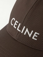 CELINE - Logo-Embroidered Cotton-Gabardine Baseball Cap - Brown