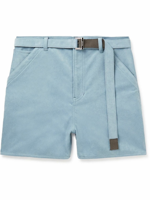 Photo: Sacai - Straight-Leg Belted Faux Suede Shorts - Blue