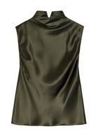 Nanushka Colson Draped Satin top Dark Green