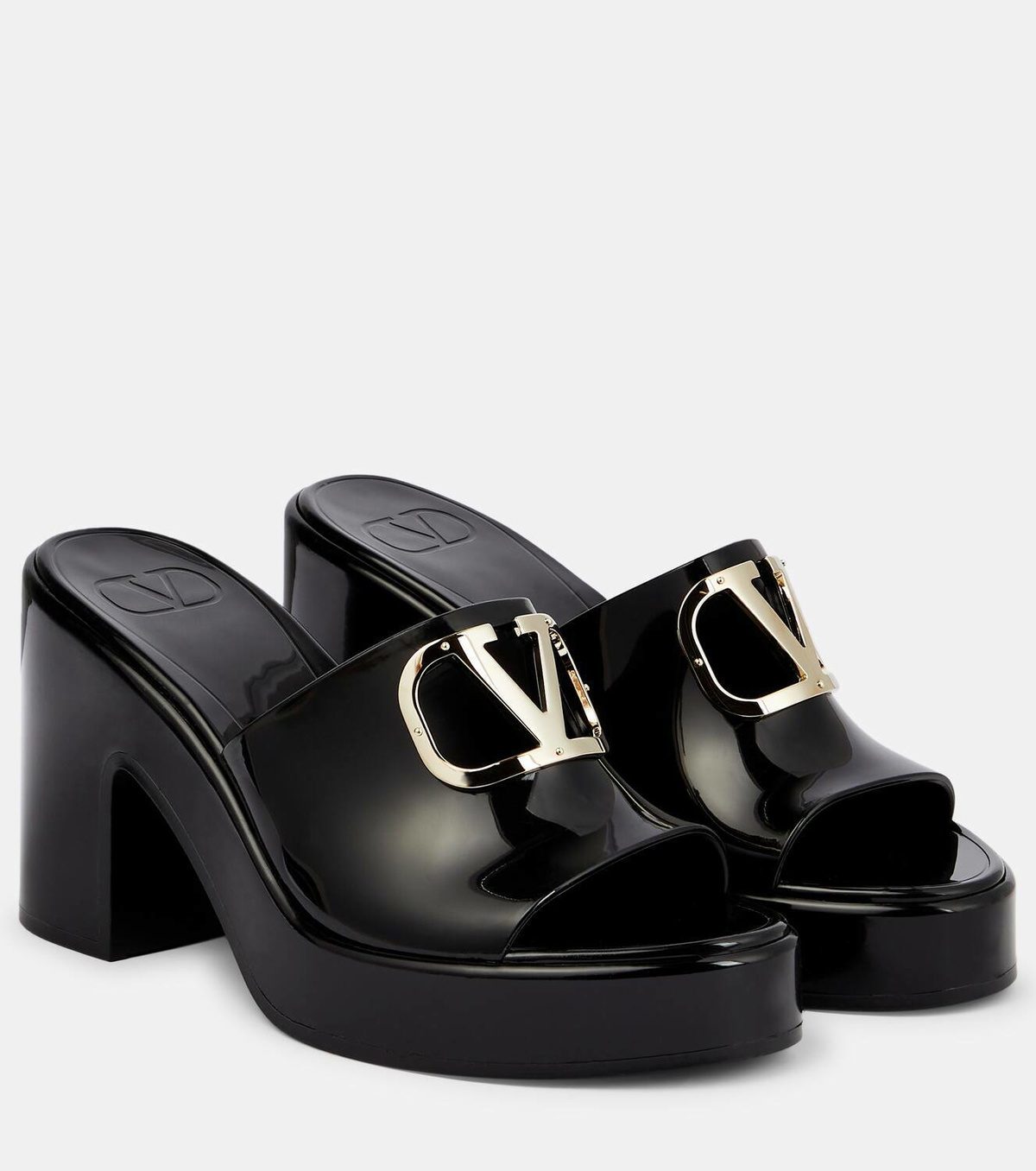 ☆関税込☆【VALENTINO GARAVANI】VLogo leather platform mules Valentino Garavani VLogo rubber platform mules Valentino