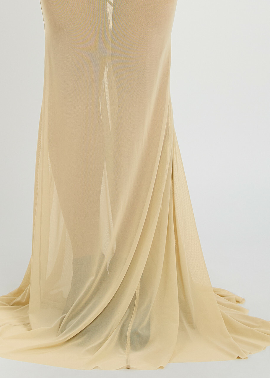 Rick Owens Temple Panelled Stretch-tulle Gown Sand